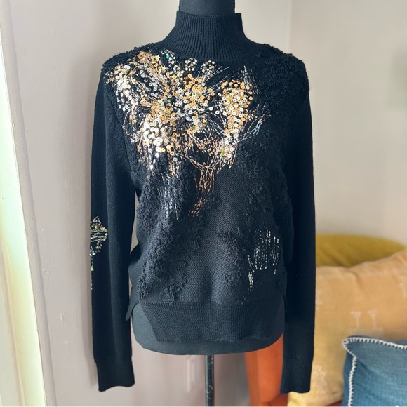 Anthropologie Knitted & Knotted Fete Sequin Sweater Medium - Picture 2 of 7